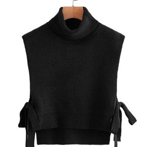 Sleeveless turtleneck black sweater